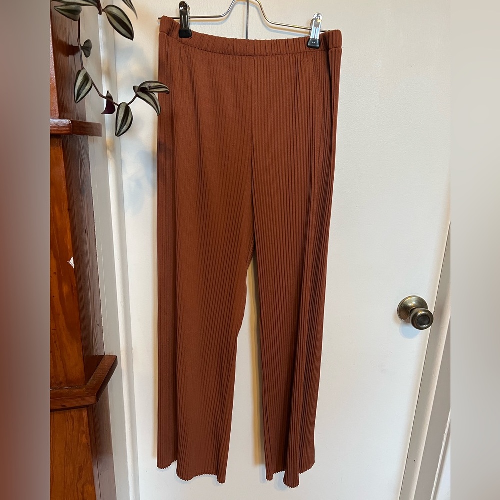 New With Tags! Uniqlo Pleated Straight Pants, 35 Brown, Size Medium